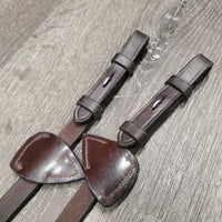Hvy Double Cotton Web Reins, finger stoppers *gc/vgc, dirty, film, older, stiff, twist
