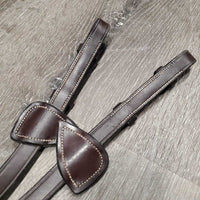 Hvy Double Cotton Web Reins, finger stoppers *gc/vgc, dirty, film, older, stiff, twist
