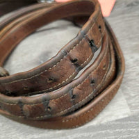 Thick Soft Nylon Lined Stirrup Leathers *gc, dents, stains, mnr hole threads, stains, rubs, clean
