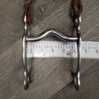 Headstall, 4" Curb Bit *fair/gc, NO throat, v.stiff, stains, v.dry, rusty, older
