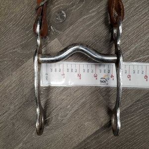 Headstall, 4" Curb Bit *fair/gc, NO throat, v.stiff, stains, v.dry, rusty, older