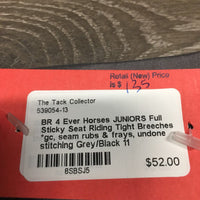 JUNIORS Full Sticky Seat Riding Tight Breeches *gc, seam rubs & frays, undone stitching
