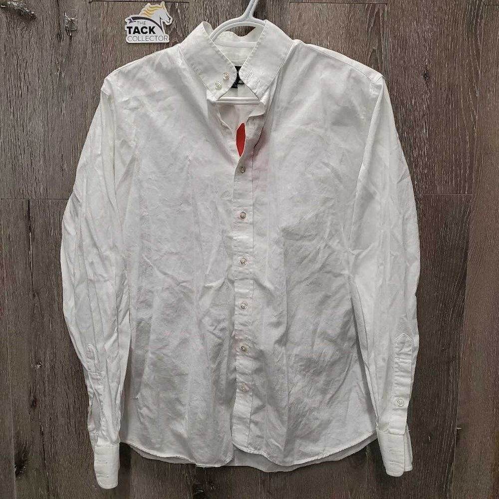LS Show Shirt *gc'fair, pit stains, wrinkled, hair, older, NO collar
