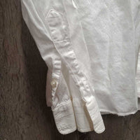 LS Show Shirt *gc'fair, pit stains, wrinkled, hair, older, NO collar
