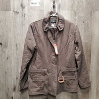 Padded Jacket, Belt, Zipper, Buttons *gc, frayed button holes, mnr dirt/dust & hair, older
