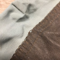 Full Seat Breeches *fair, older, v.stained & discolored, undone seams, pucker/stretched, pulled seat seam
