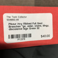 Hvy Ribbed Full Seat Breeches *gc, older, stains, dingy, discolored legs
