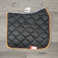 Quilt Dressage Saddle Pad, 2x piping *gc, v. dirty, stained, hair, loose stitching
