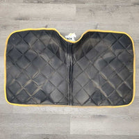 Quilt Dressage Saddle Pad, 2x piping *gc, v. dirty, stained, hair, loose stitching
