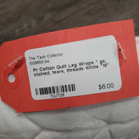 Pr Cotton Quilt Leg Wraps * gc, stained, tears, threads
