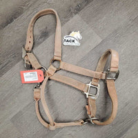 Adjustable Thick Nylon Halter *gc, dirt, stained, hair, stiff, sm chin cut, scuffed plaiting
