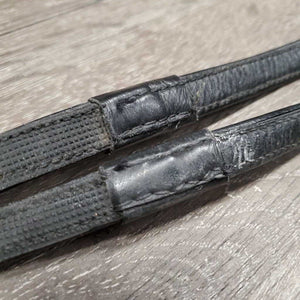 Soft Leather Covered Rubber Lined Reins *gc, clean, loose threads, rubs, edge scrapes, dry, creases