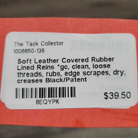 Soft Leather Covered Rubber Lined Reins *gc, clean, loose threads, rubs, edge scrapes, dry, creases