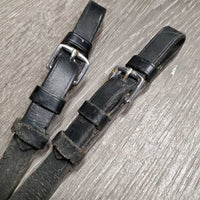 Rubber Lined Reins, finger stoppers, buckles *fair, cracking, v.dry, v.stiff, peeling, dirt, residue, edges: rubs, threads & thin spots