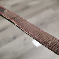 Rubber Lined Reins *gc/fair, clean, threads, curled end, v.rubbed threads, rubber: cracks, threads & rubbed/thin spots
