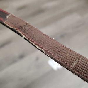 Rubber Lined Reins *gc/fair, clean, threads, curled end, v.rubbed threads, rubber: cracks, threads & rubbed/thin spots