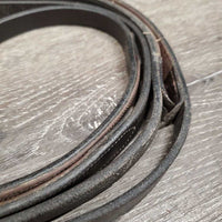 Rubber Lined Reins *gc/fair, clean, threads, curled end, v.rubbed threads, rubber: cracks, threads & rubbed/thin spots
