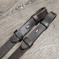Rubber Lined Reins *gc/fair, clean, threads, curled end, v.rubbed threads, rubber: cracks, threads & rubbed/thin spots
