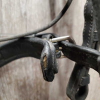 Rsd/Padded Bridle, Flash, Cotton Web Reins, buckles *gc/fair, clean, scraped edges, residue, mismatched, dry, stiff, undone end, short cheeks
