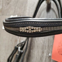 Rsd/Padded Bridle, Flash, Cotton Web Reins, buckles *gc/fair, clean, scraped edges, residue, mismatched, dry, stiff, undone end, short cheeks
