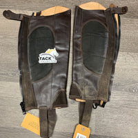 Synthetic Half Chaps, Back Zips *peeling lining, dirt, gc/fair, rubs, peeled edges
