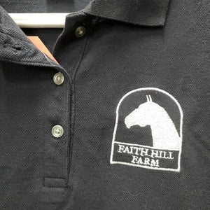 SS Polo Shirt, 1/4 Button Up "Faith Hill" *gc, mnr faded & hair