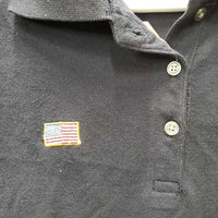 SS Polo Shirt, 1/4 Button Up "Faith Hill" *gc, mnr faded & hair
