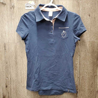 SS Polo Shirt, 1/4 Button Up *gc, mnr faaded, collar puckers
