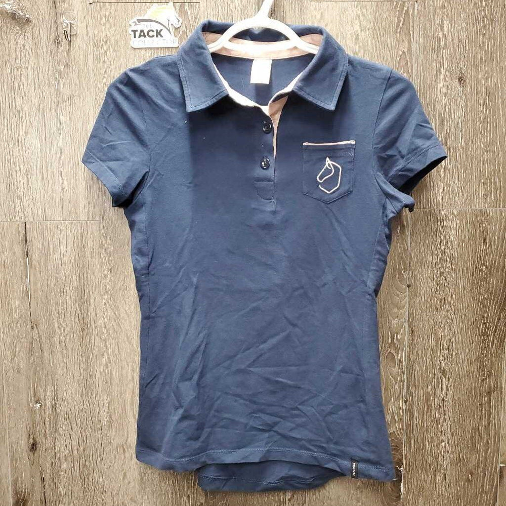 SS Polo Shirt, 1/4 Button Up *gc, mnr faaded, collar puckers