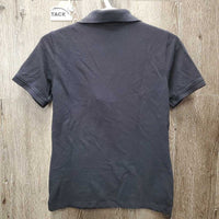 SS Polo Shirt, 1/4 Button Up "Faith Hill" *gc, faded, hairy, puckered embroidery
