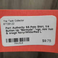 SS Polo Shirt, 1/4 Button Up "Bermuda" *vgc, mnr hair & snags