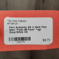 SS V Neck Polo Shirt "Faith Hill Farm" *vgc
