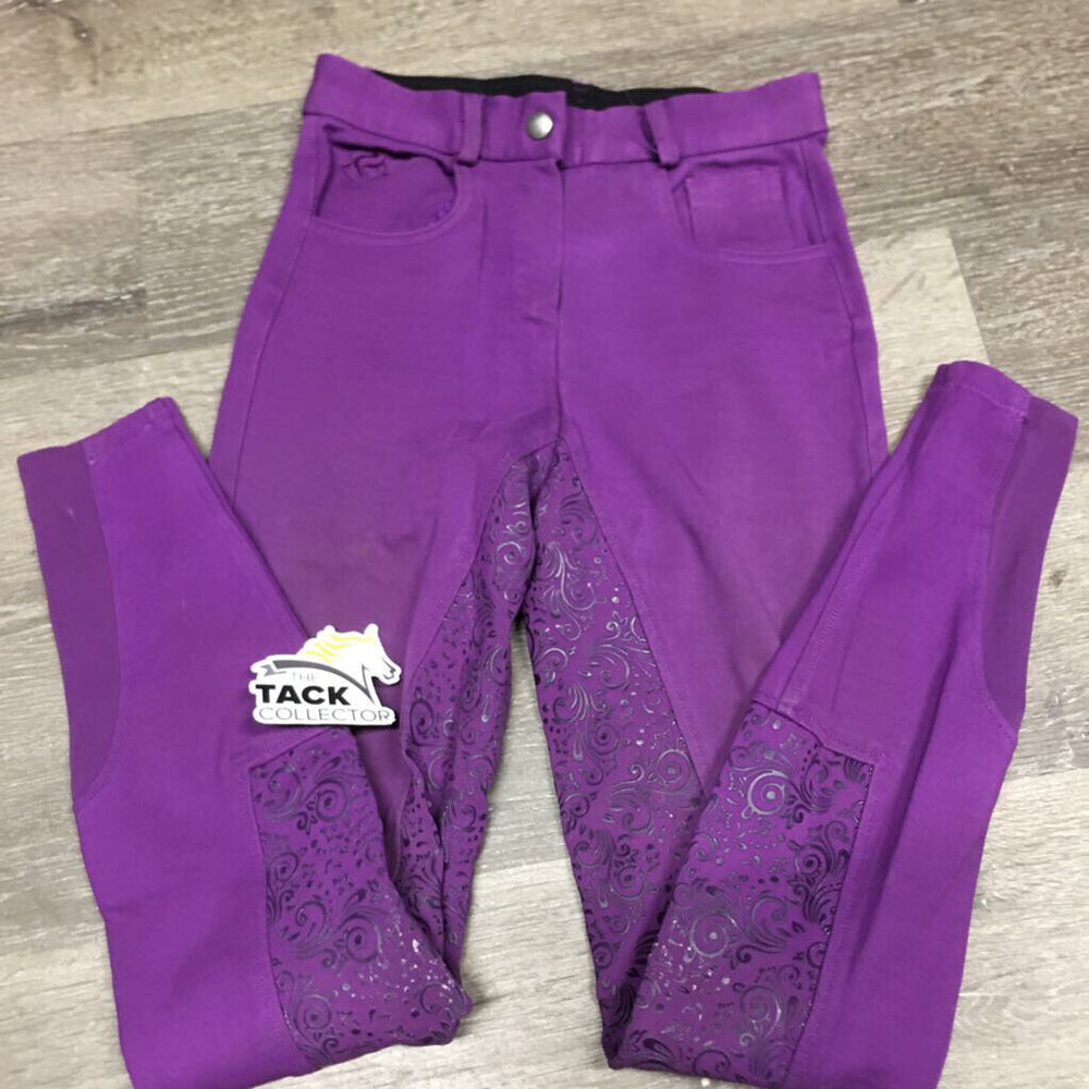 Hvy Full Sticky Seat Breeches *gc/fair, stains, thin/rubbed stickies, undone loop stitching, seam puckers, mnr faded