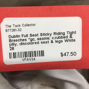 Full Seat Sticky Riding Tight Breeches *gc, seams: v.rubbed & pilly, discolored seat & legs