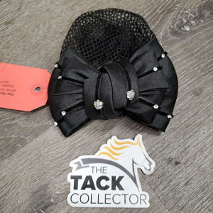Satin, Velvet & Bling Show Bow & Hair Net, Barrette *like new