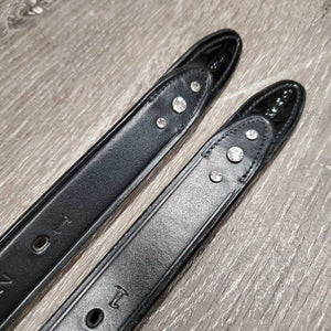 Pr Stirrup Leathers, Patent Leather & Bling Ends *like new/xc, v.mnr dents