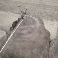 Hvy Suede Full Chaps, Scalloped edges, Sewn Back *xc, v.mnr rubs, curled scallops, stains & dirt

