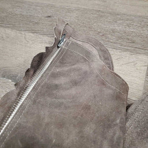 Hvy Suede Full Chaps, Scalloped edges, Sewn Back *xc, v.mnr rubs, curled scallops, stains & dirt