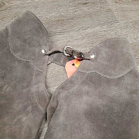 Hvy Suede Full Chaps, Scalloped edges, Sewn Back *xc, v.mnr rubs, curled scallops, stains & dirt
