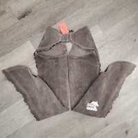 Hvy Suede Full Chaps, Scalloped edges, Sewn Back *xc, v.mnr rubs, curled scallops, stains & dirt
