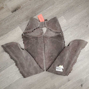 Hvy Suede Full Chaps, Scalloped edges, Sewn Back *xc, v.mnr rubs, curled scallops, stains & dirt