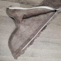 Hvy Suede Full Chaps, Scalloped edges, Sewn Back *xc, v.mnr rubs, curled scallops, stains & dirt
