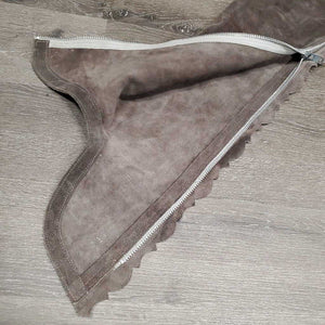 Hvy Suede Full Chaps, Scalloped edges, Sewn Back *xc, v.mnr rubs, curled scallops, stains & dirt