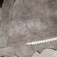 Hvy Suede Full Chaps, Scalloped edges, Sewn Back *xc, v.mnr rubs, curled scallops, stains & dirt
