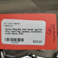 Dexter Ring Bit, half cheek *gc/fair, dirty, bent ring, residue, scratches, stains

