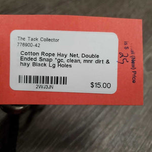 Cotton Rope Hay Net, Double Ended Snap *gc, clean, mnr dirt & hay