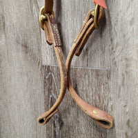 Hvy Harness Leather Headstall, rivets *gc, NO throat, scraped edges, stains, rubs, scrapes, dirt
