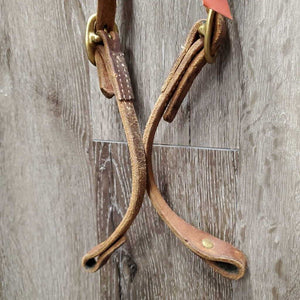Hvy Harness Leather Headstall, rivets *gc, NO throat, scraped edges, stains, rubs, scrapes, dirt