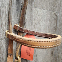 Hvy Harness Leather Headstall, rivets *gc, NO throat, scraped edges, stains, rubs, scrapes, dirt
