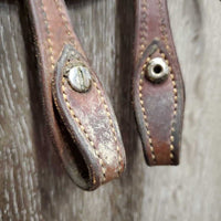 Double Leather Headstall, rivets *gc, v.dirty, residue, scraped edges, gunk
